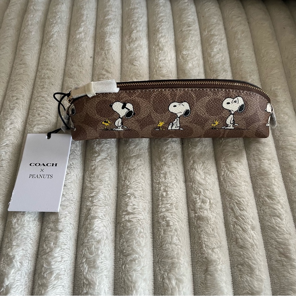 New Coach x Peanuts Snoopy Signature Canvas Pencil Case